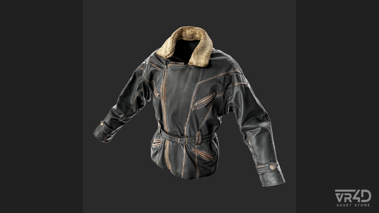 Leather Jacket with Shearling Collar 3D Model | Fab