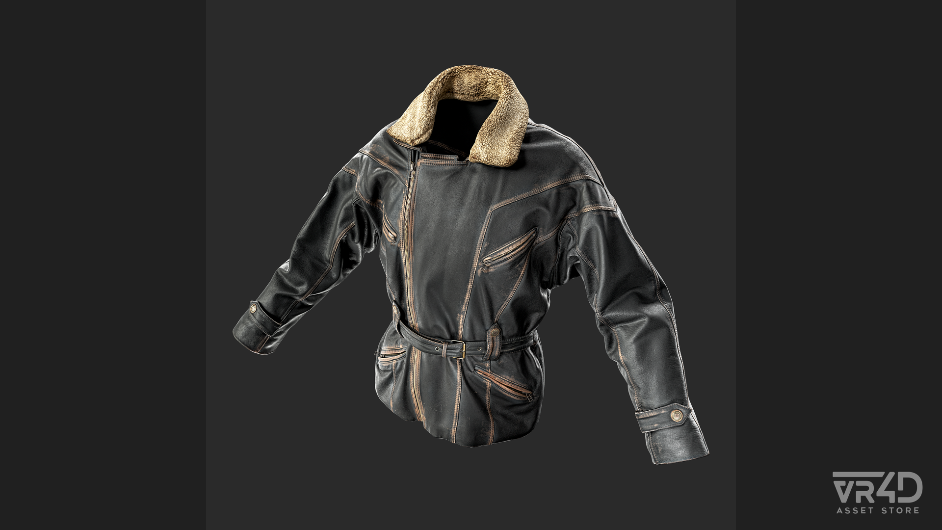 Leather Jacket with Shearling Collar 3D Model | Fab