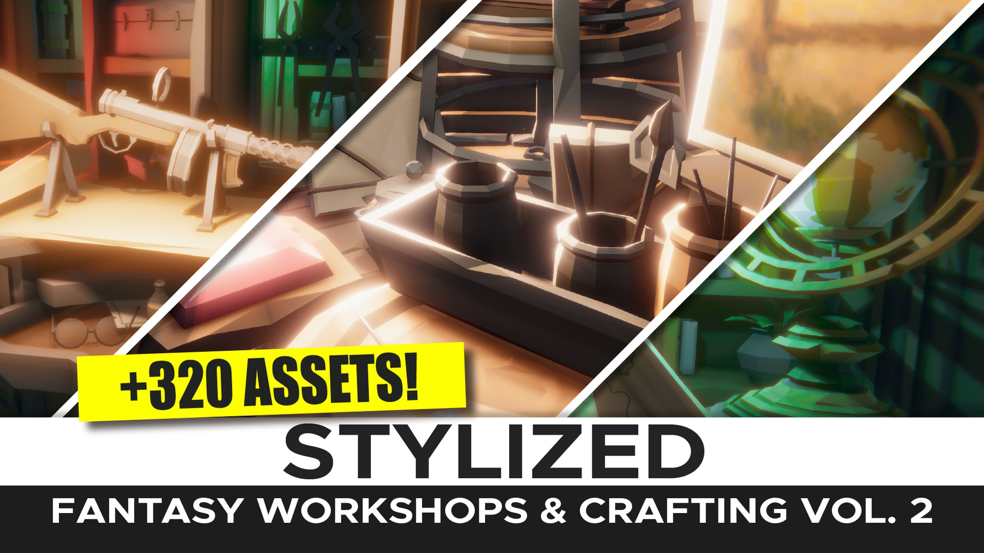 Media 1 for listing STYLIZED Fantasy Workshops & Crafting Vol. 2 - Low Poly 3D Art