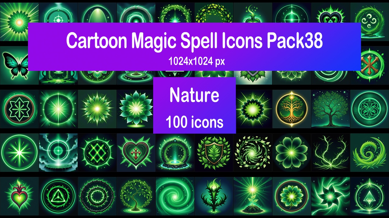 Media 1 for listing Cartoon Magic Spell Icons Pack38 - Nature
