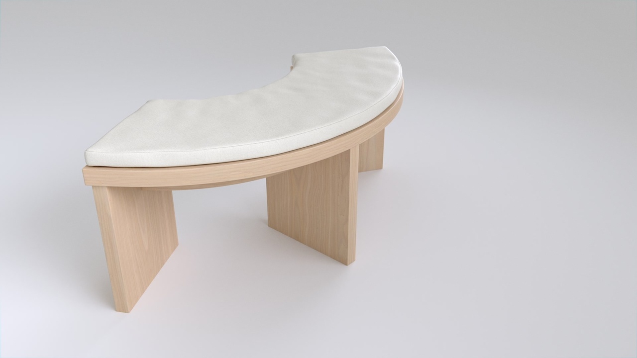 Media 1 for listing Japandi Curved Dining Bench - 3D Model Blender FBX USD