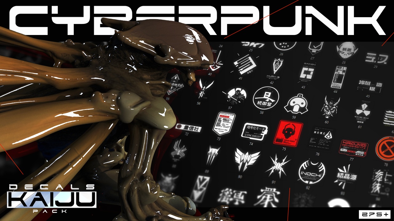 Media 1 for listing Cyberpunk decals - KAIJU pack