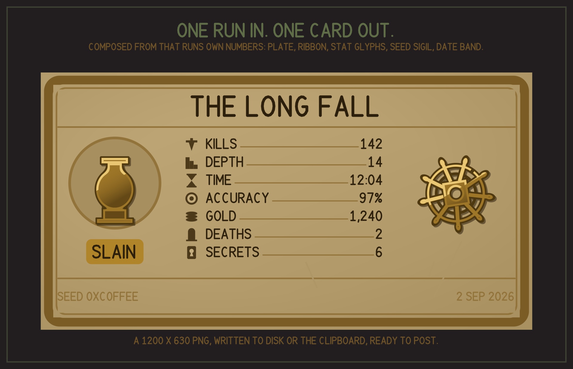 Media 1 for listing Signet - Struck Result Cards Generated From Your Own Run Data (Unity 6)