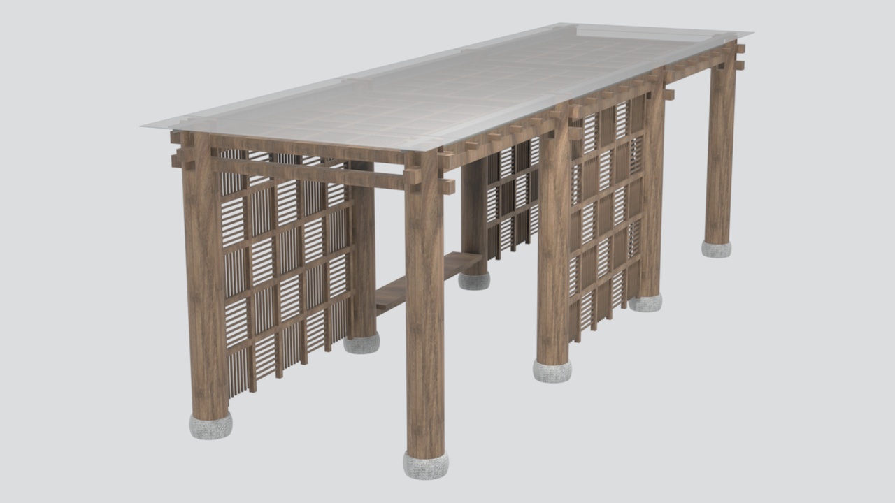 Media 1 for listing New Chinese Anti-Corrosion Wood Pergola 3D Model