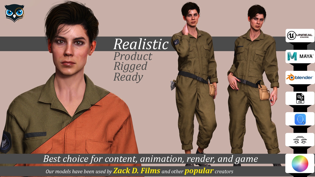 商品 Tactical Worker 3D Character PBR Textured Ready 的媒体 1