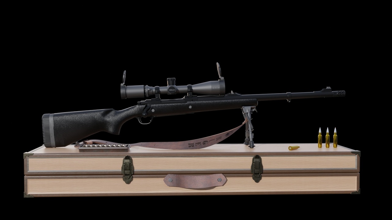 Media 1 for listing Realistic Sniper Rifle 3D Model – Military Scoped Gun Weapon Asset