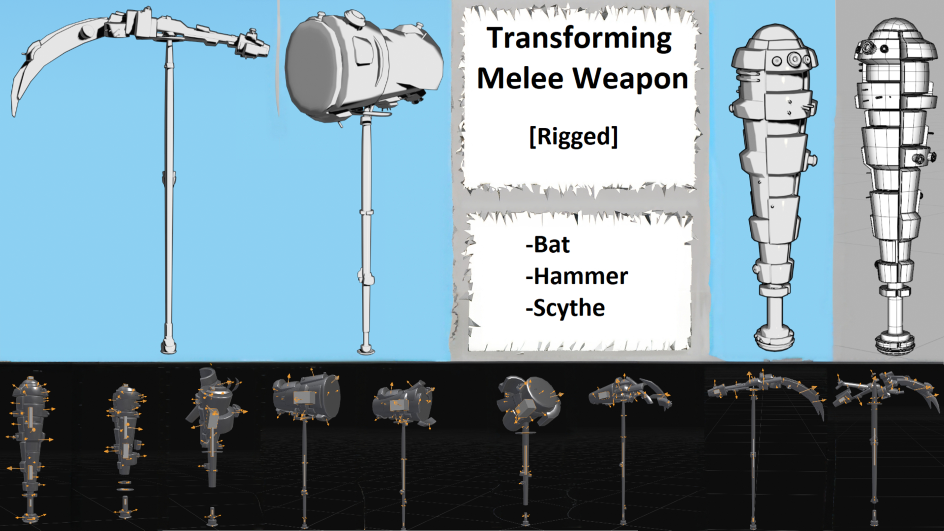 Transforming Melee Weapon – Rigged | Fab