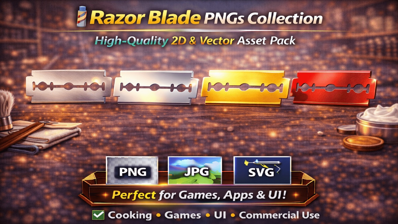 File multimediali per l'articolo   🪒 Razor Blades PNGs Collection – High-Quality 2D & Vector Asset Pack: 1