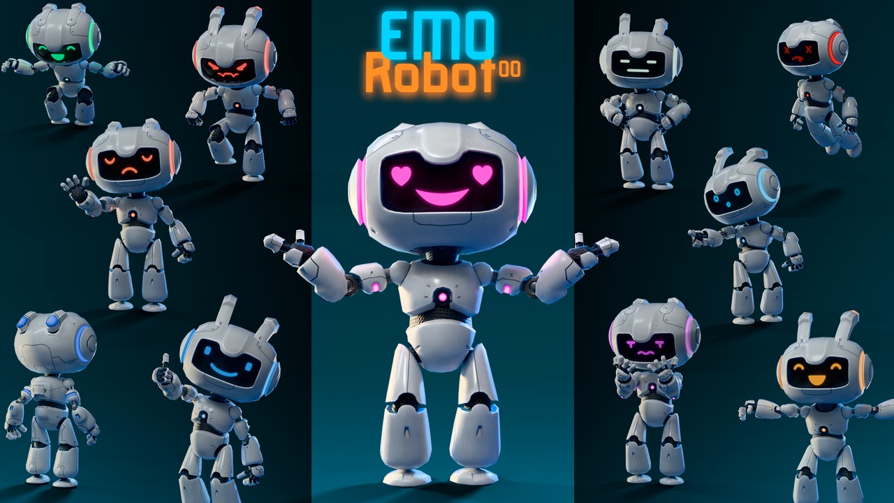 Media 1 for listing Emo Robot 00 - Cute Humanoid Robot with Emotions