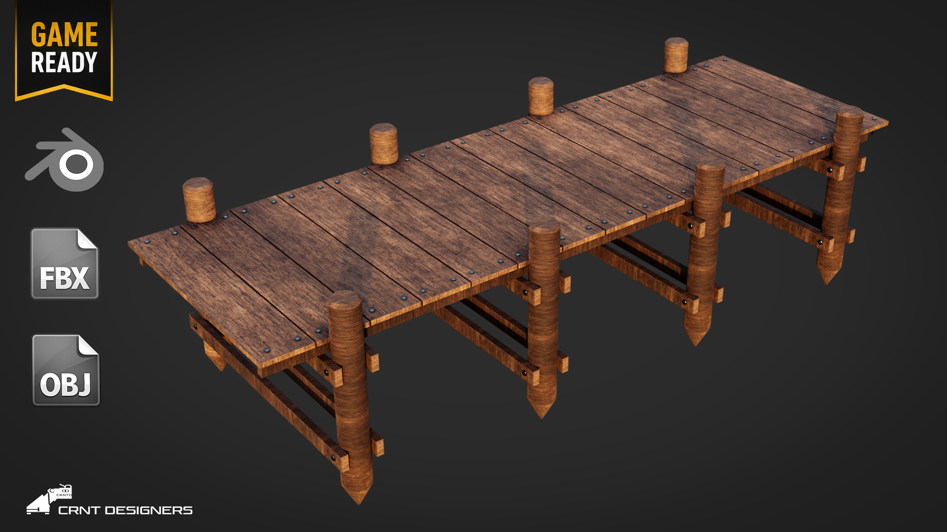 Wooden Bridge Low-poly 3D model | Fab
