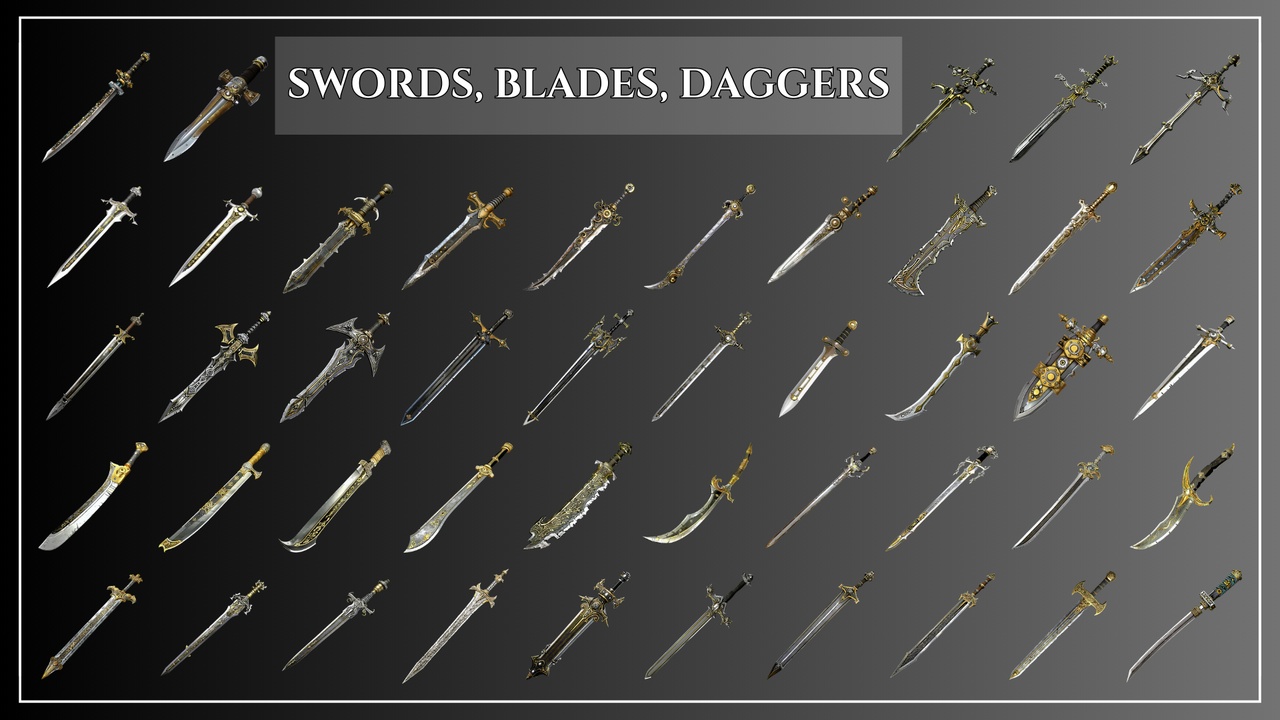 Media 1 for listing 160+ 2D Cyber-Medieval Weapons Icons