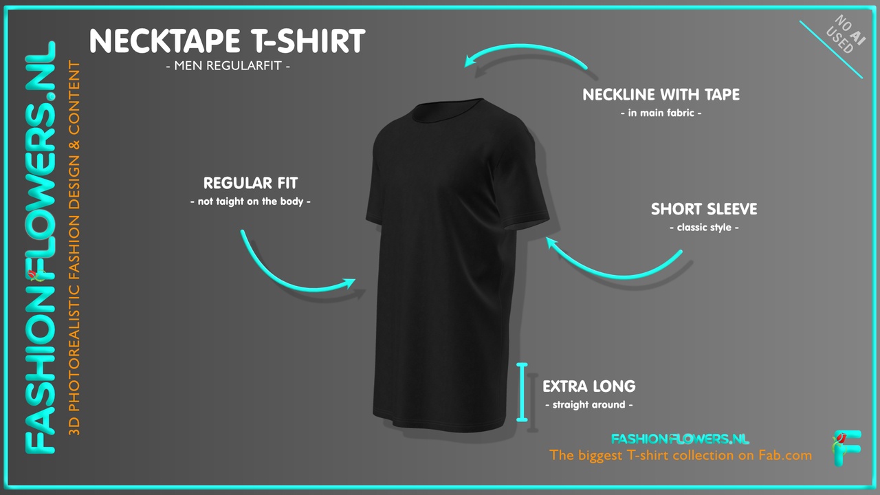 Media 1 for listing Black Colour Extra Long Short Sleeve T-shirt | Round Neck | Basic Long Tshirt