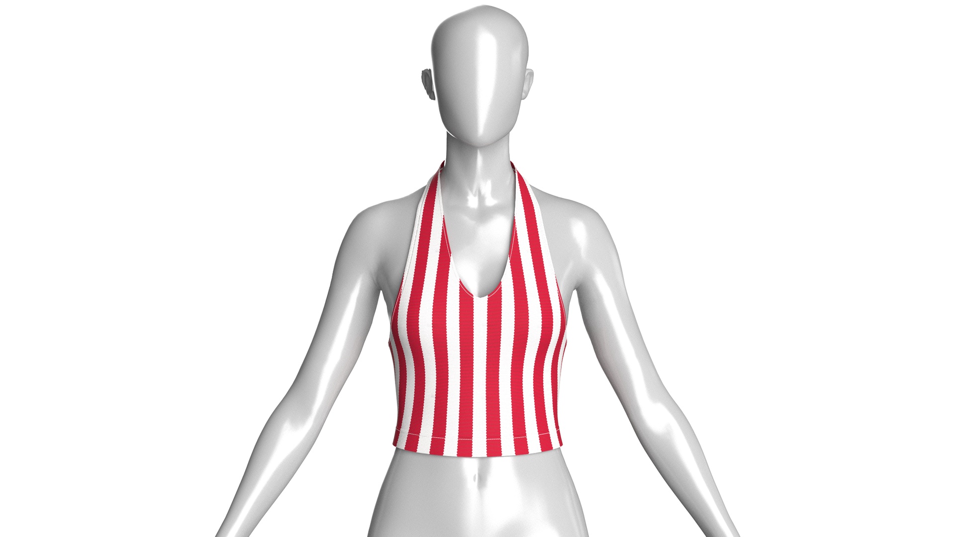 Media 1 for listing Girls Striped Halter Neck Crop Top | High Poly