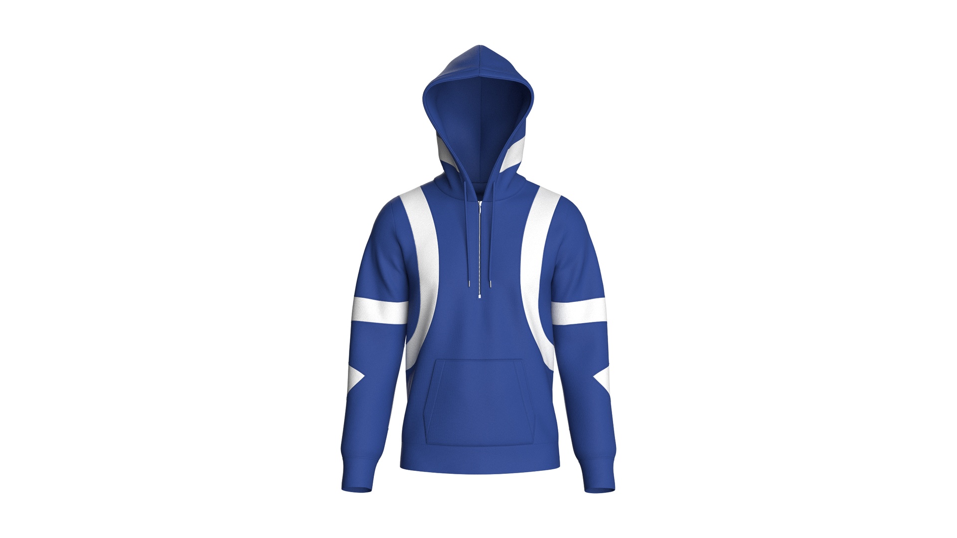Media 1 for listing Men Royal Blue And White Half - Zip Hoodie | High Poly