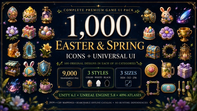1000 Easter & Spring UI Icons — Cobalt Game Assets