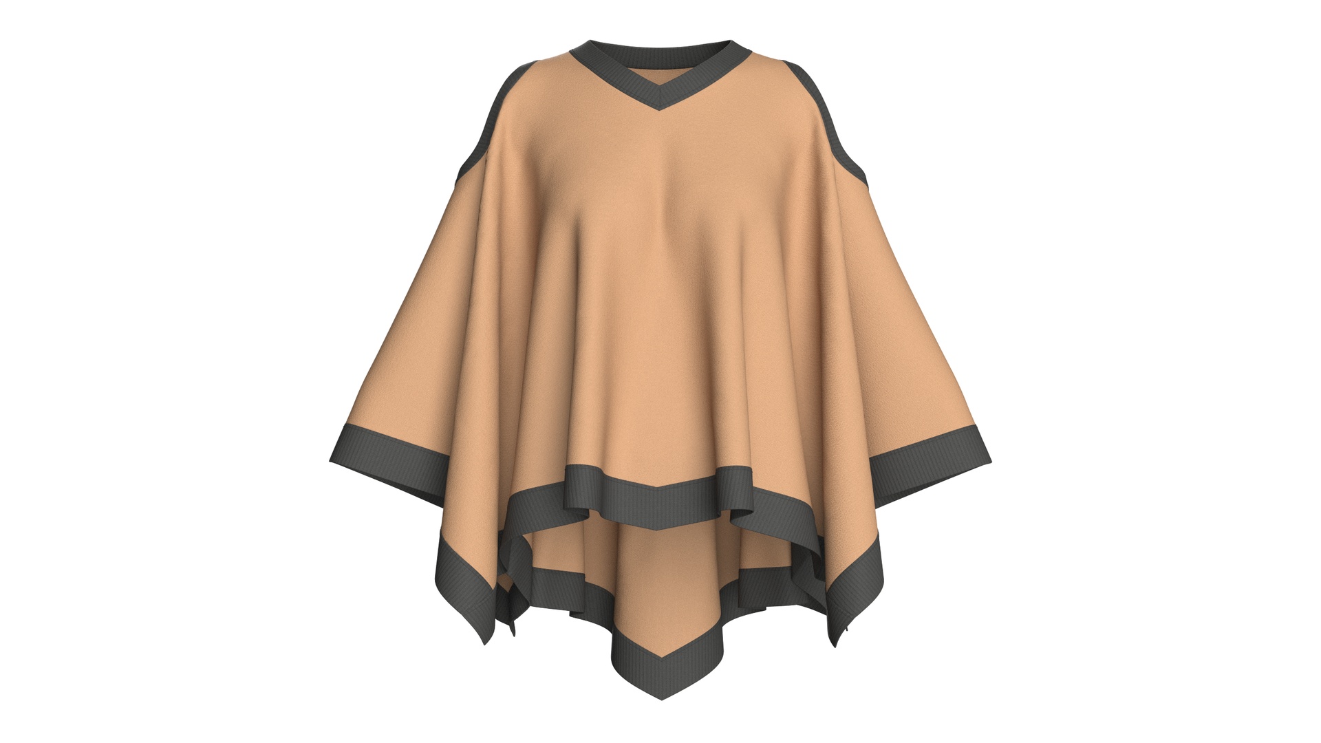 Media 1 for listing Girls Cold Shoulder V-Neck Cape Top | High Poly