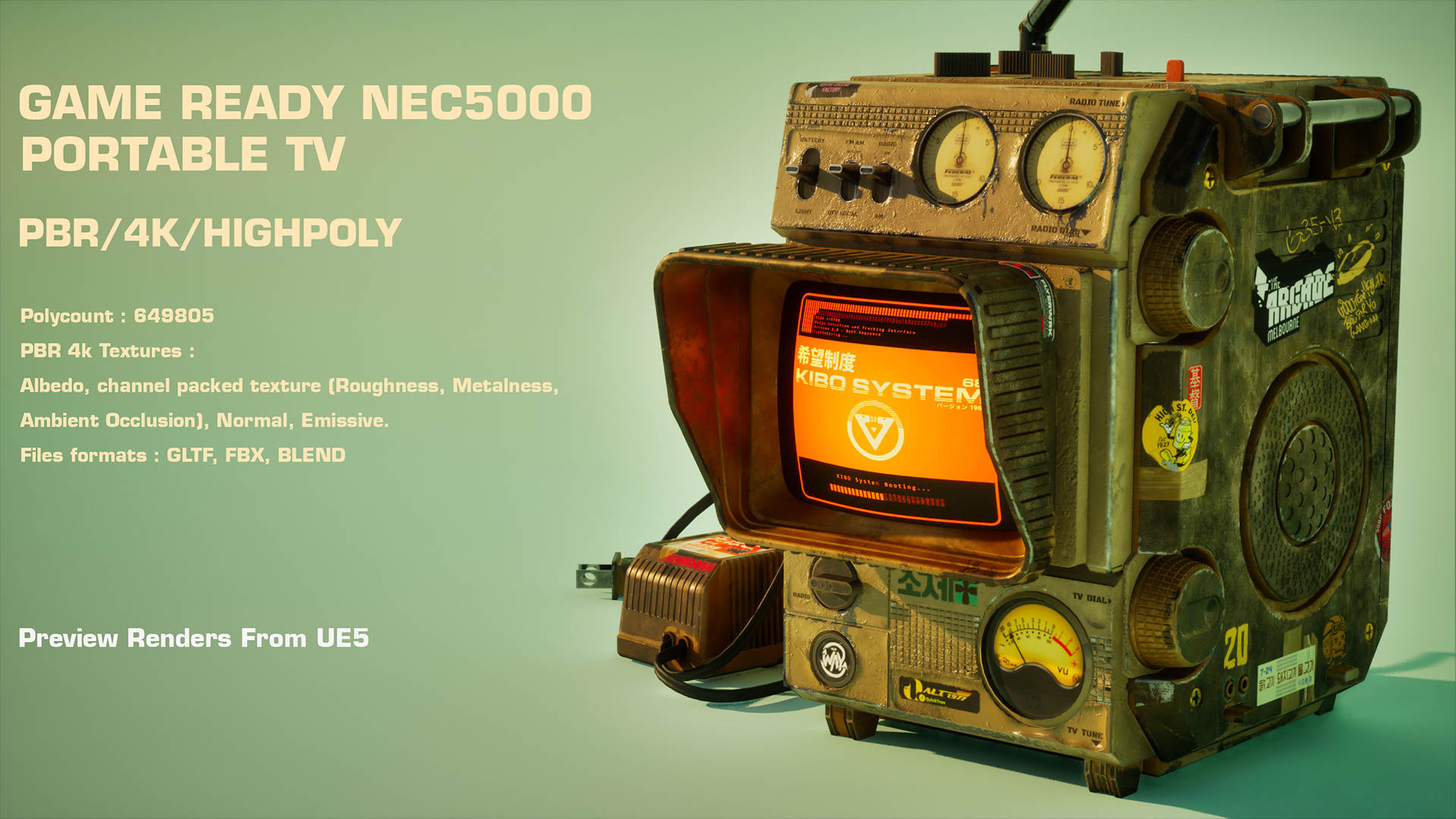 NEC 5000 Retro Portable TV PBR Asset | Fab