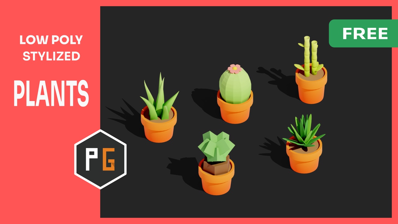 Media 1 for listing 🌿 Low Poly Potted Plants — FREE Sample (5 Plants)