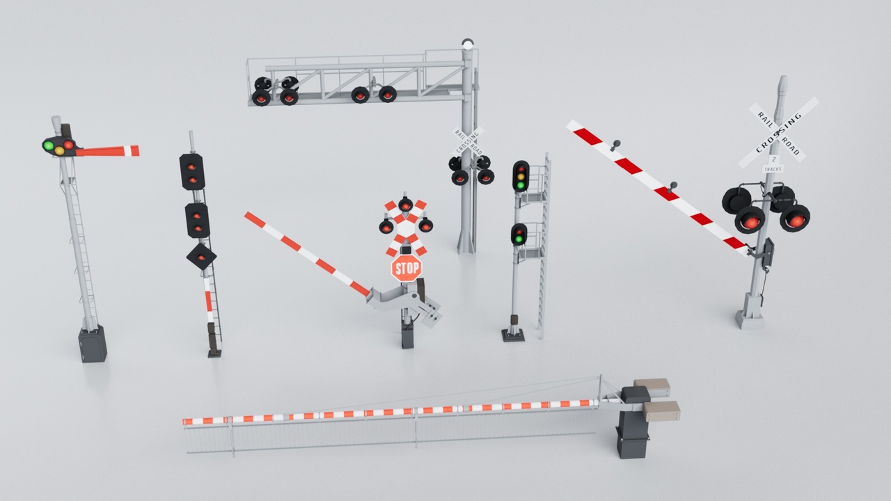 Media 1 for listing 7 Railway Signals Collection - Game Ready