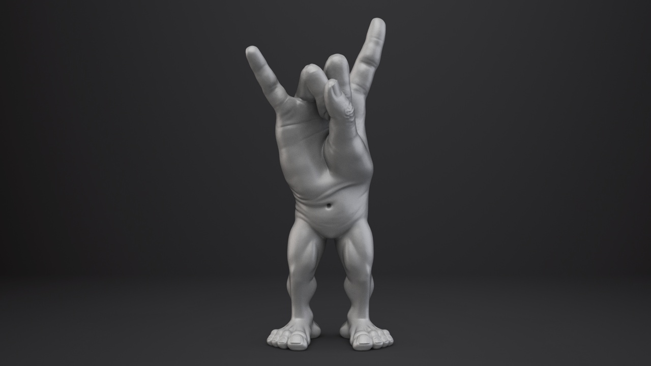 Media 1 for listing Hand Monster Character - Rock n Roll Hand Gesture