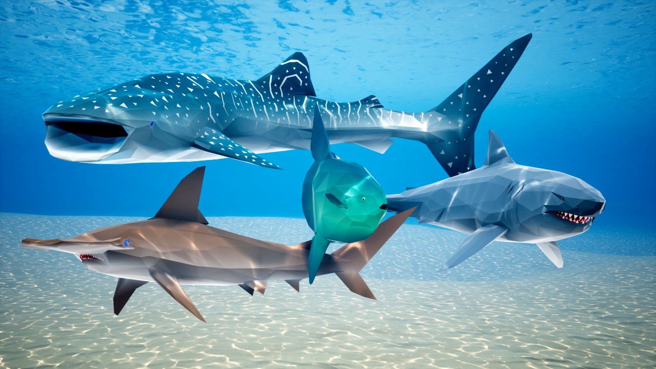Media 1 for listing Poly Style Low Poly Ocean Animals 2