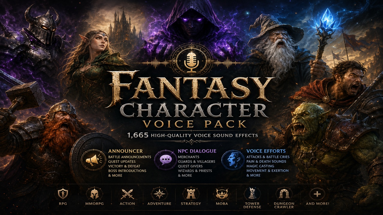 Media 1 for listing Fantasy Game Announcer & NPC Voice Pack