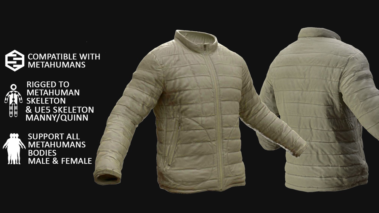 Media 1 for listing Coat Metahuman 3D model 52 - MH & UE5 Skeletons - Rigged