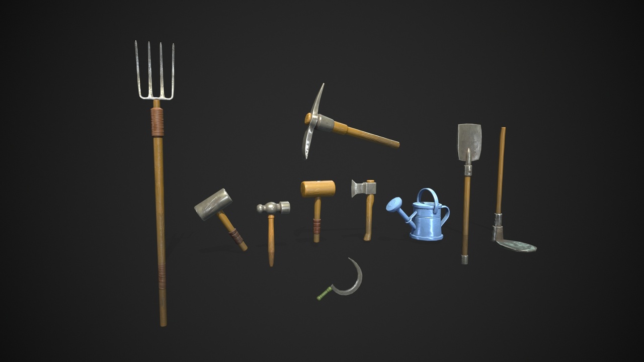 Stylized Farm tools Low-poly pack 01 – 10 Types (Game Ready) | Fab