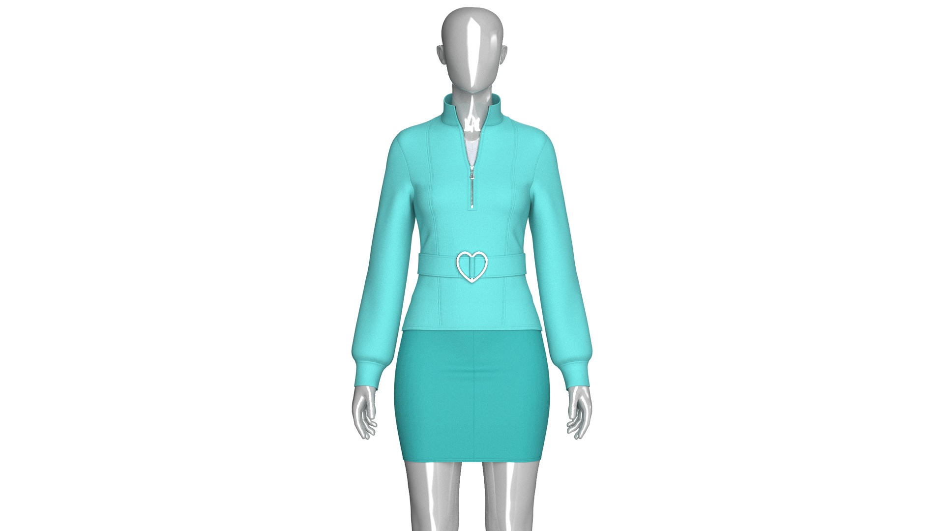 Media 1 for listing Girls Back Lace Up Half Zip Jacket With Skirt - Outfit | High Poly
