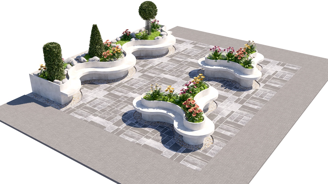 Media 1 for listing Organic Concrete Garden Seating with Foliage