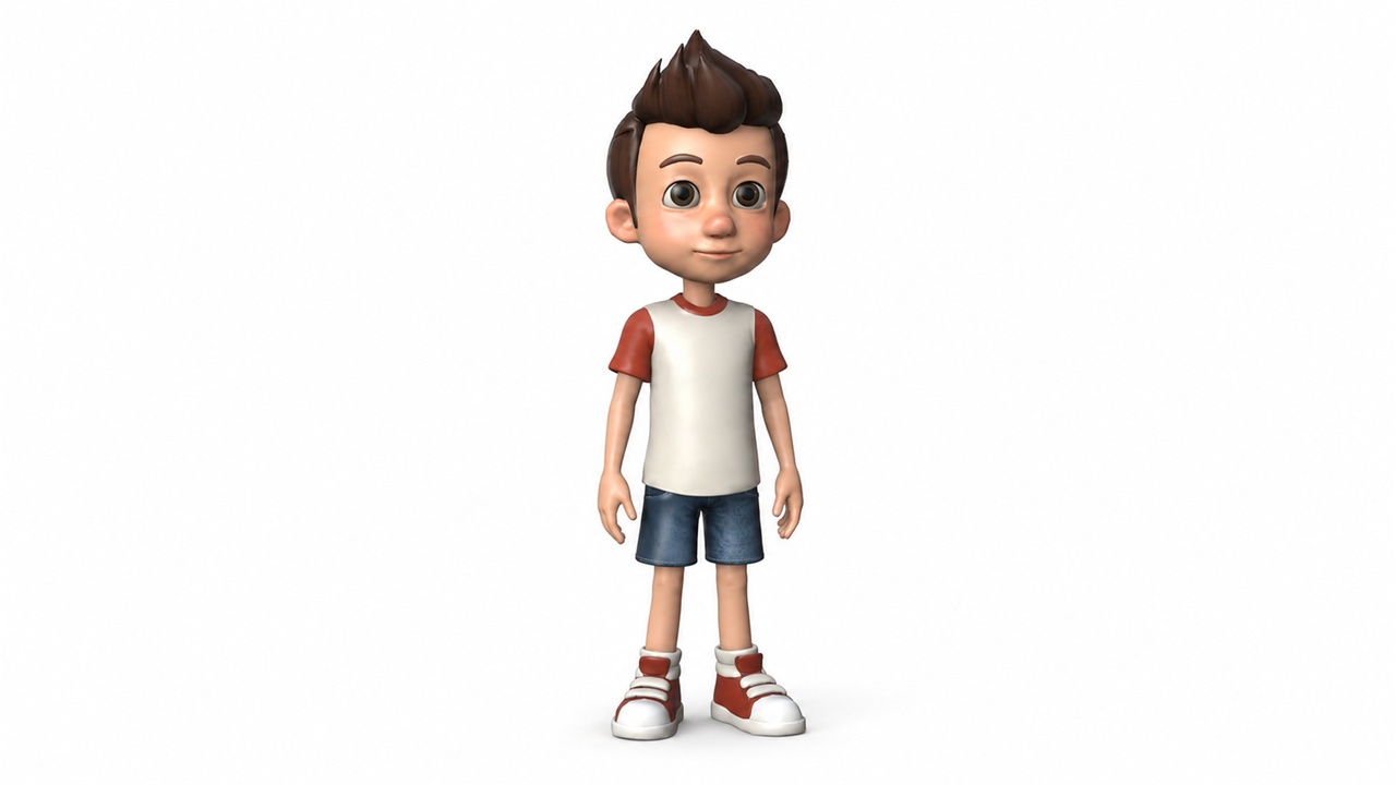 Media 1 for listing Stylized Cartoon Boy Kid Character - Rigged and Animated