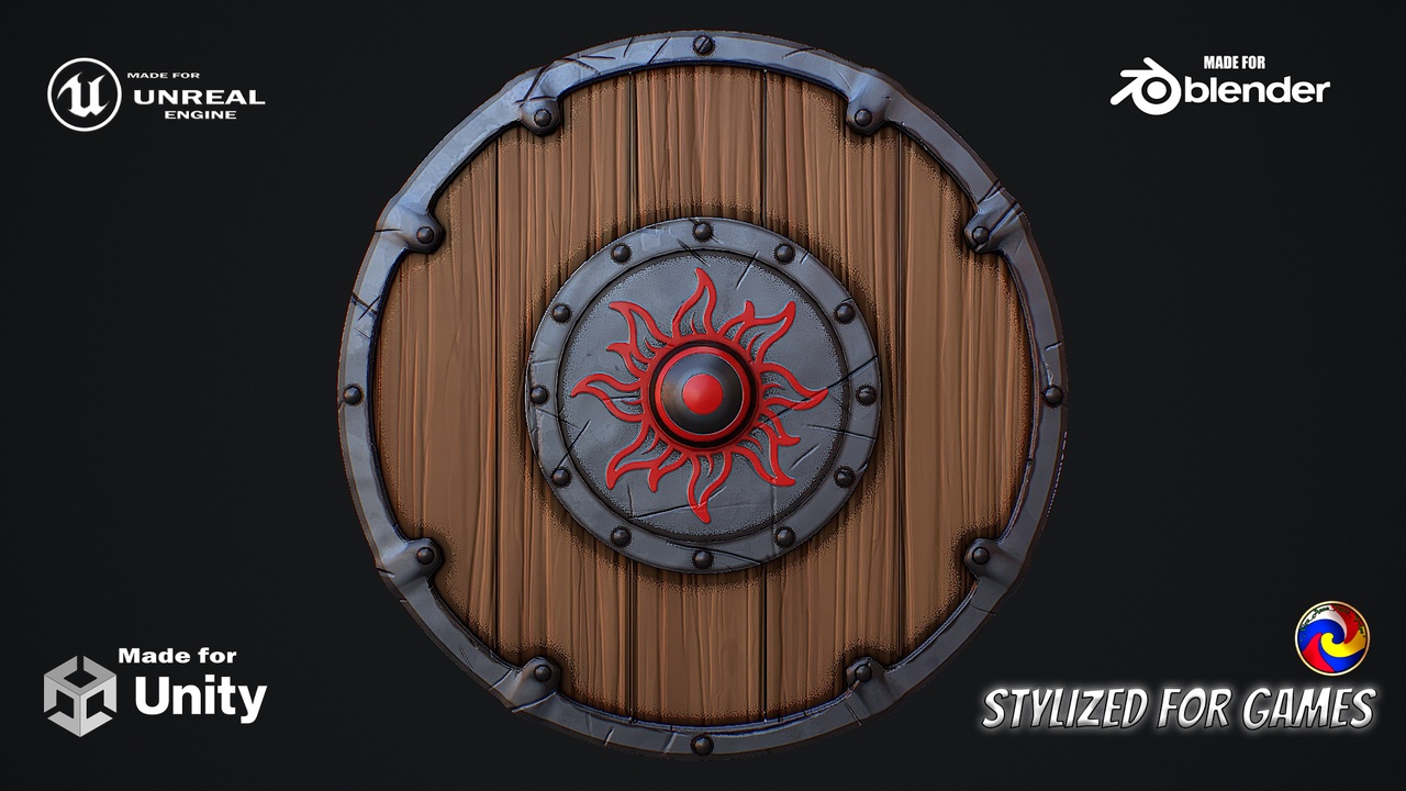 Media 1 for listing Viking shield Stylized game ready 3d model