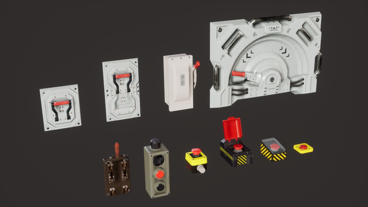 Media 1 for listing Buttons&Levers props (10 pcs, animated)