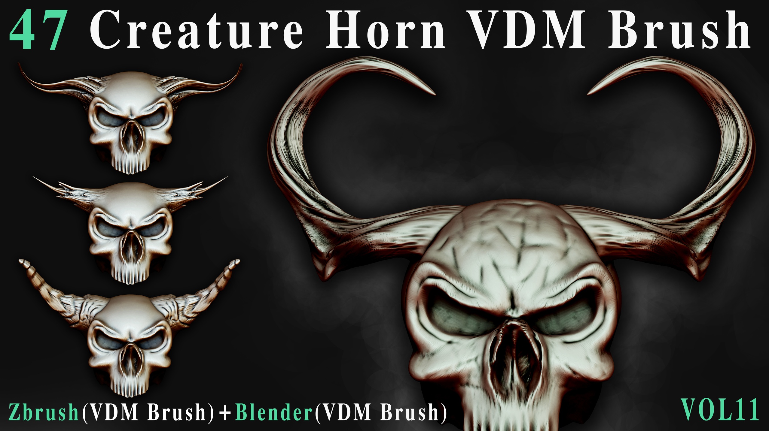 Media 1 for listing 47 Creature Horn VDM Brush - For ZBrush & Blender - Vol11