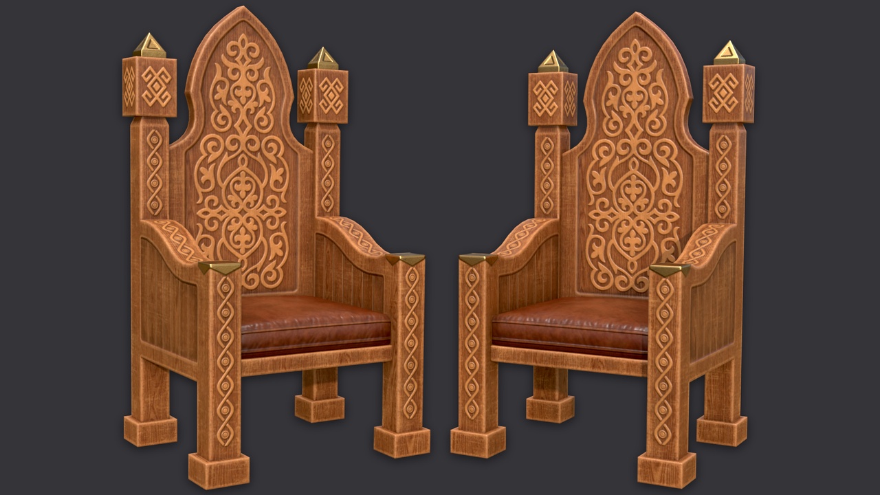 Media 1 for listing Medieval  Wooden Armchair_2