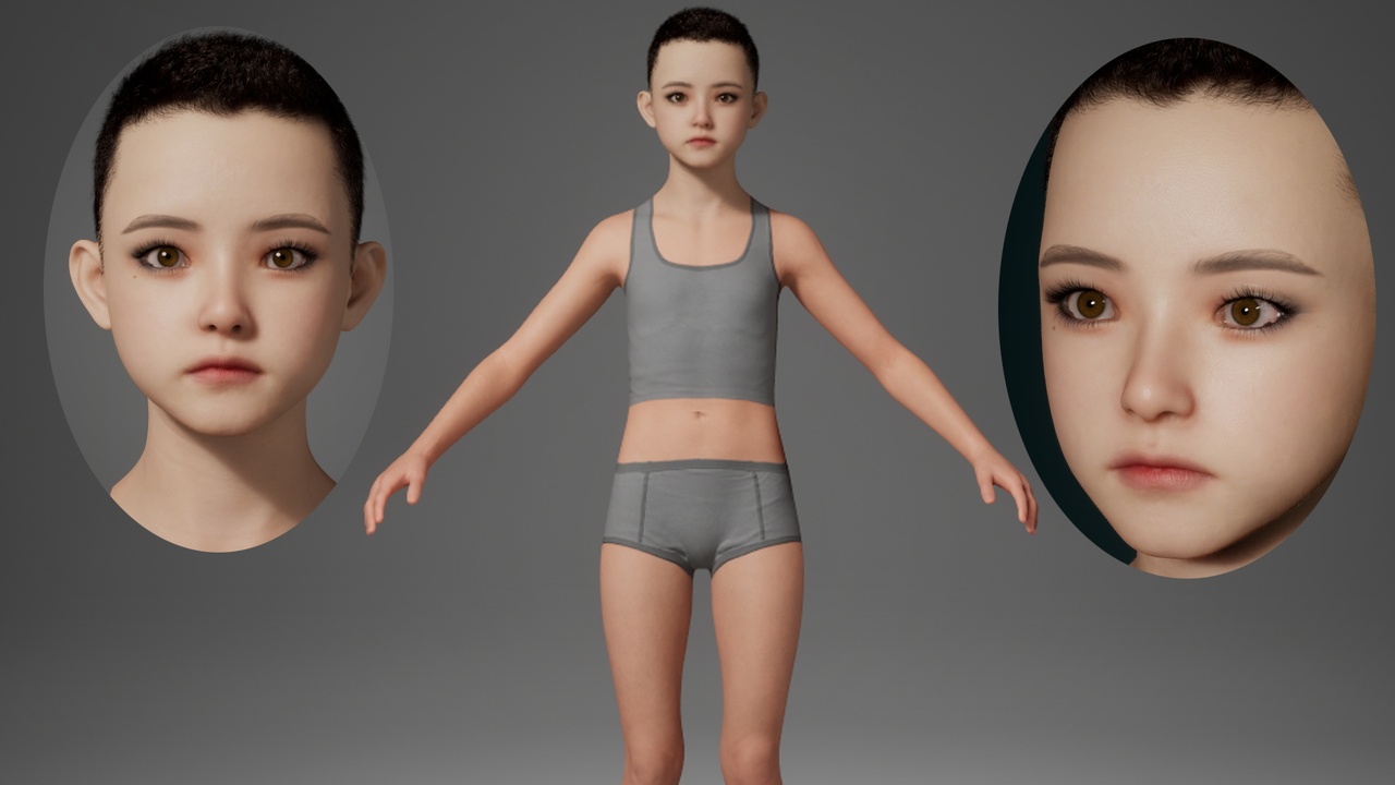 Media 1 for listing Editable MetaHuman Kid - Xu Jie.With hair, no clothing included.