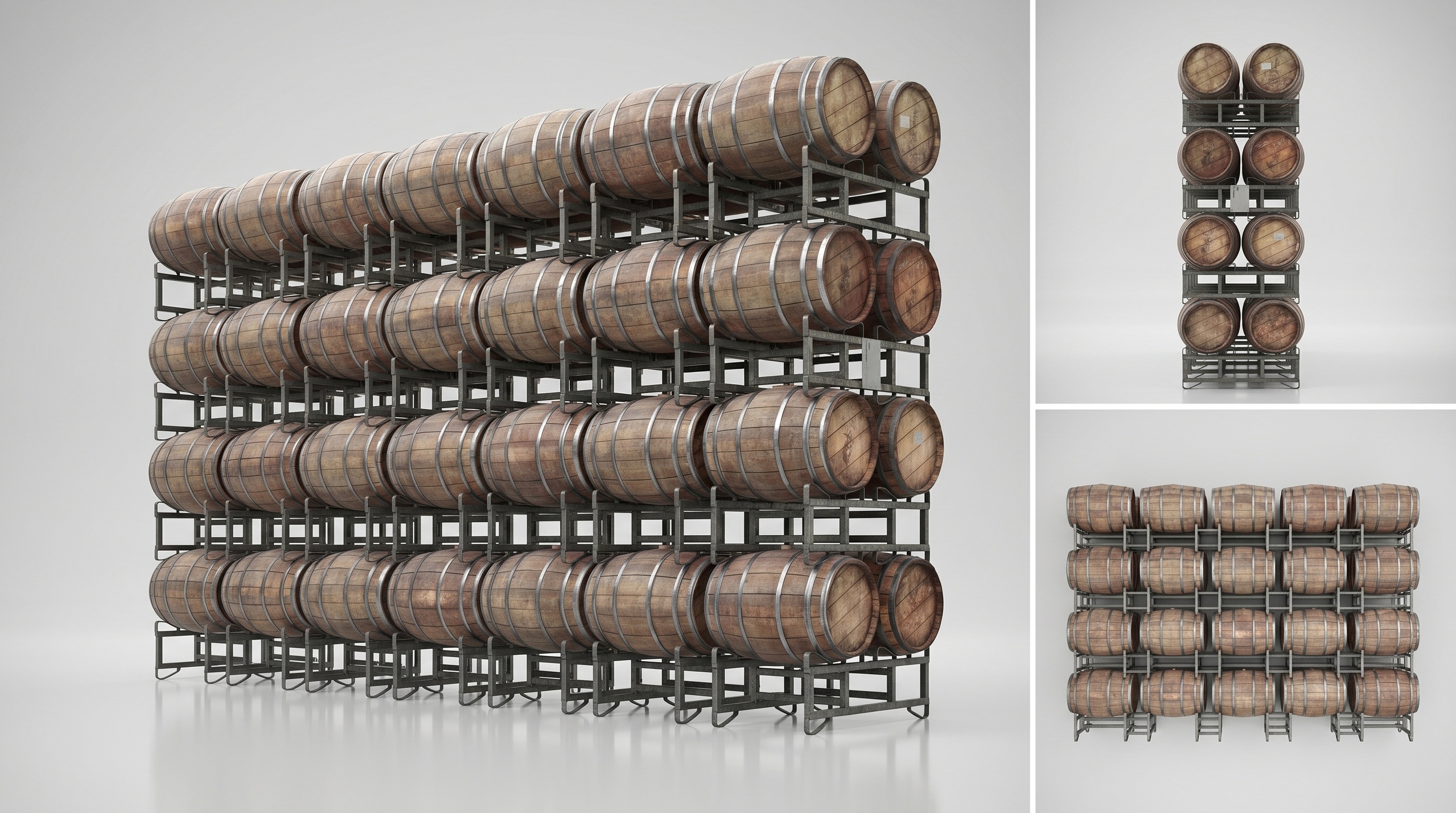 Media 1 for listing Wine Barrels Storage Rack – Industrial 3D Model