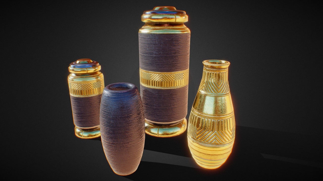 Media 1 for listing Golden And Obsidian Vases Free Version