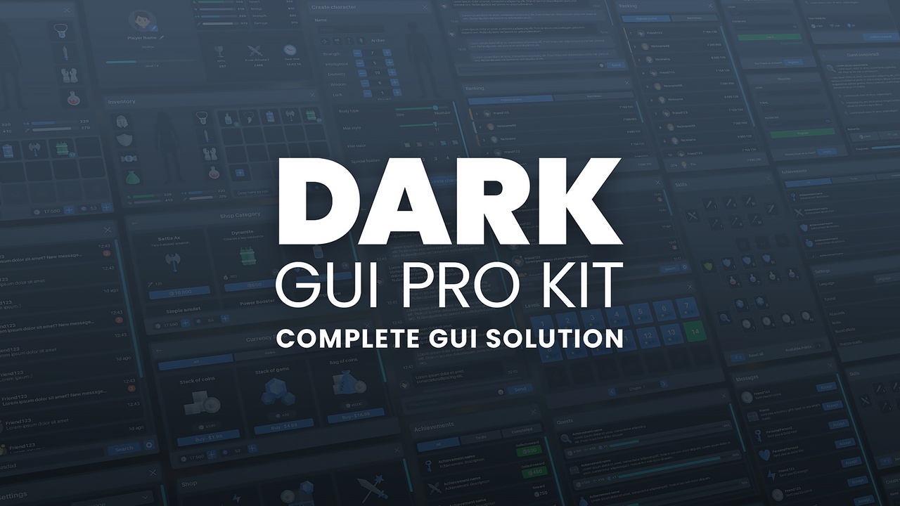 出品Dark GUI / UI / Main Menu Pro KIT - complete solution + psd sourcesのメディア1