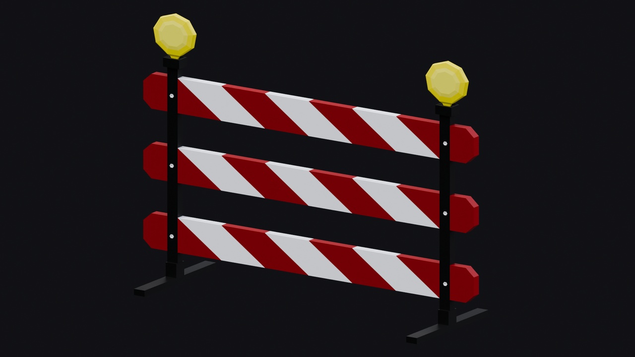 Media 1 for listing Low Poly Road Construction Barrier with Warning Lights – Stylized Game Ready Pro