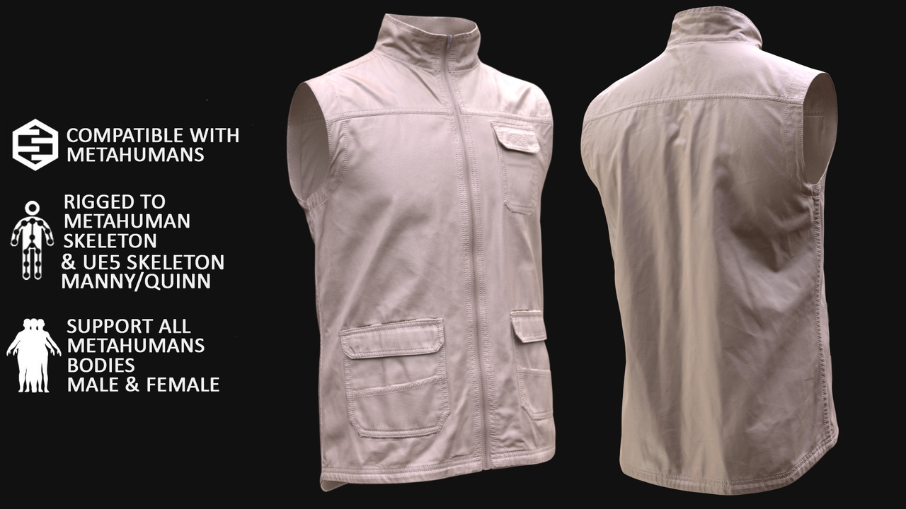 Vest Metahuman 3D model 57 - MH & UE5 Skeletons - Rigged ilanı için 1. medya