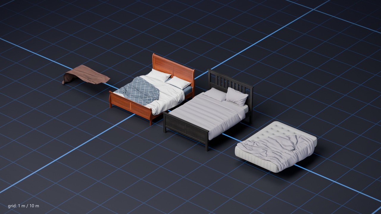 Media 1 for listing Queen Bed and Bedding | Furniture | Game Ready | PBR