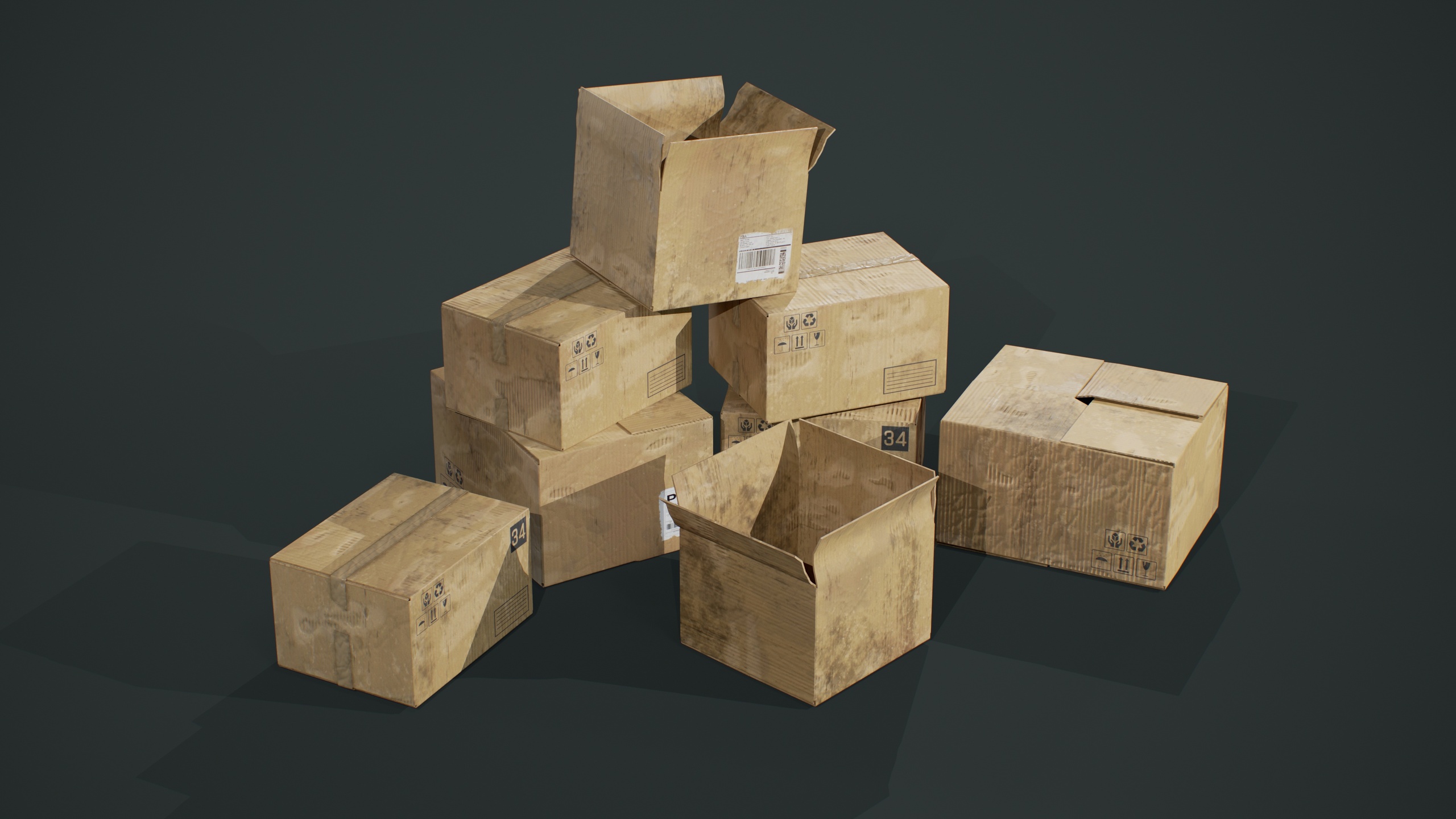 Media 1 for listing 3D Cardboard Boxes Pack - Game Asset