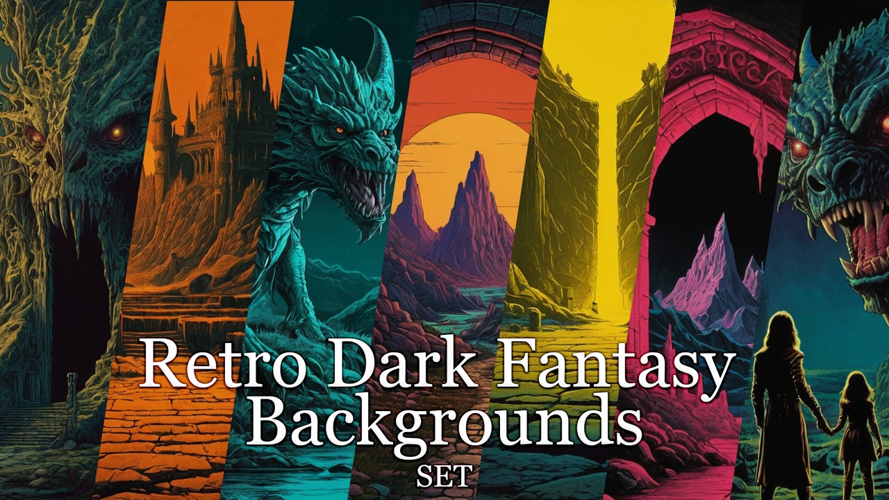 Media 1 for listing Retro Dark Fantasy Backgrounds