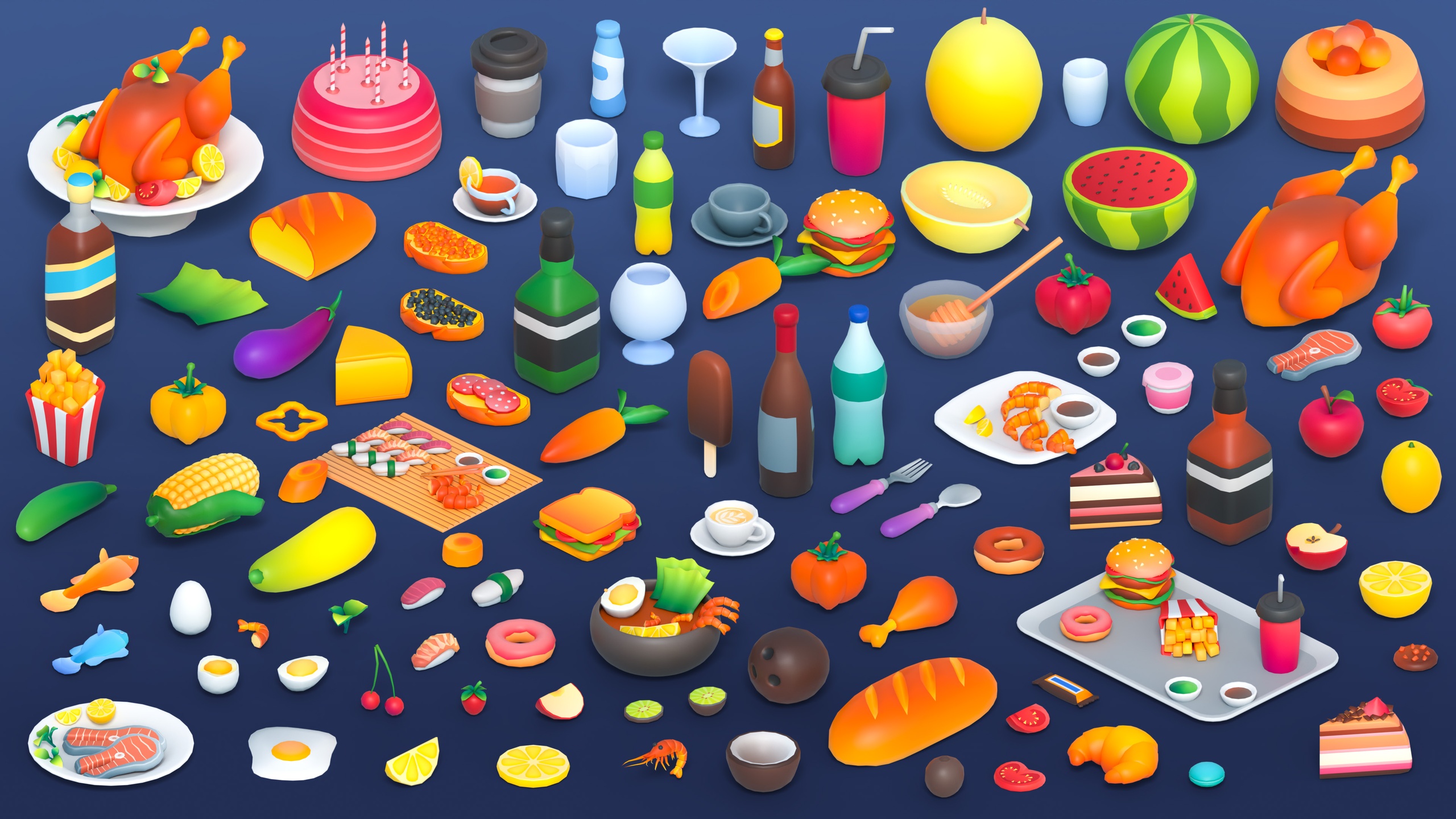 Media 1 for listing Food Mini - Low Poly 3D Models Pack