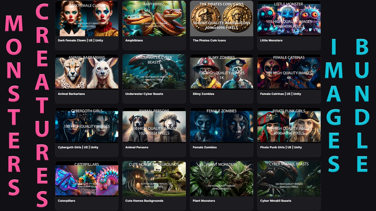 Media 1 for listing Monster Creatures Images Bundle