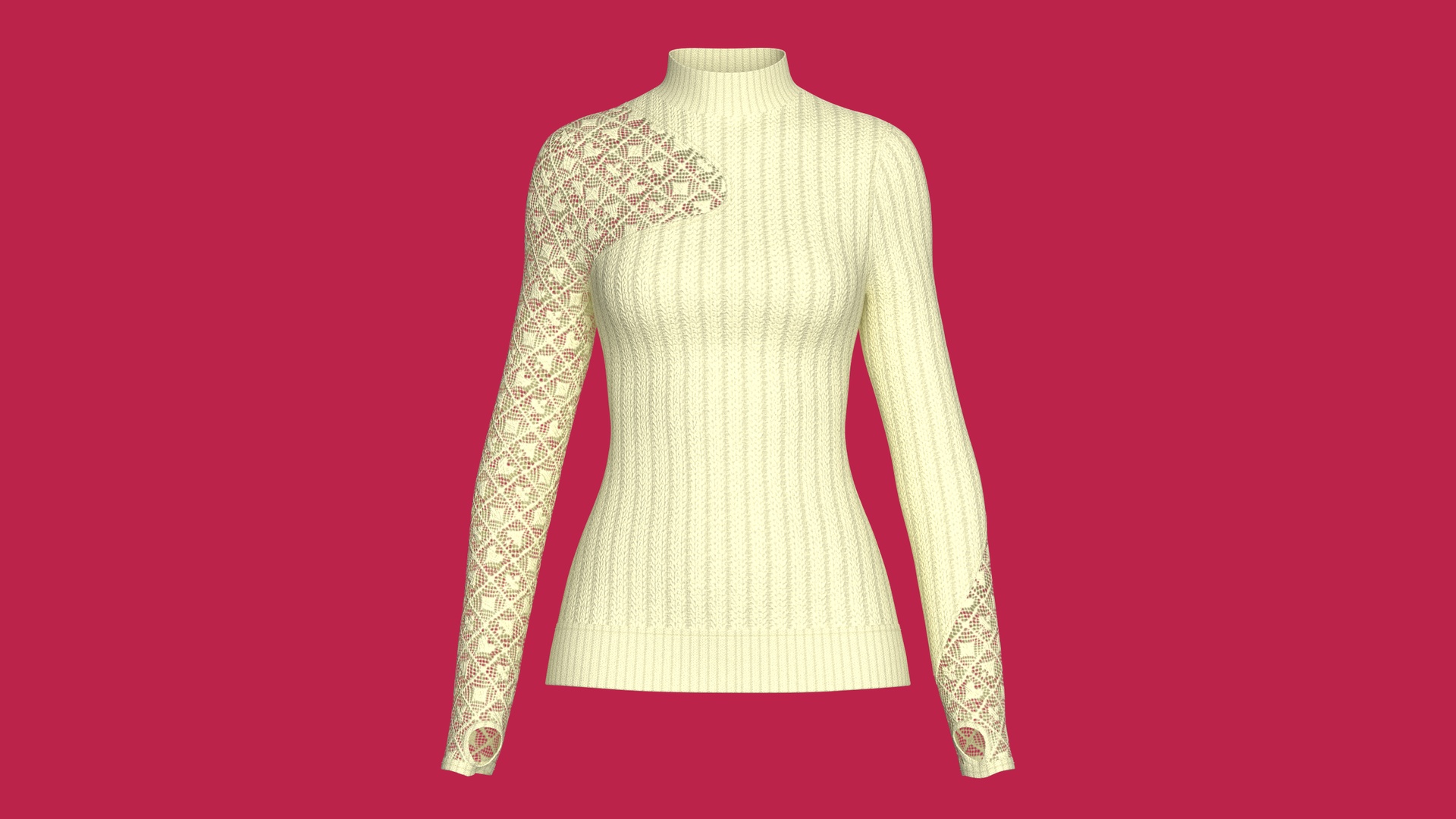 Media 1 for listing Girls Ribbed Sweater With Lace - Sleeve | High Poly
