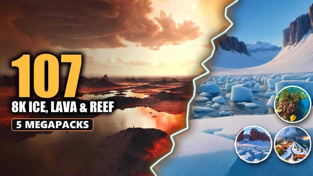 Media 1 for listing Ice, Lava & Coral Reef HDRI Bundle - 107 8K Panoramas: Arctic, Winter & Fire