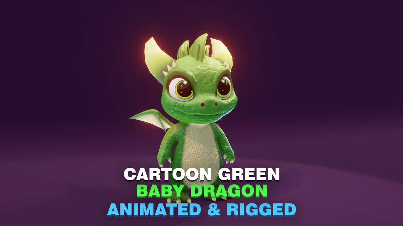 商品 Cartoon Baby Dragon 3d Model (Green) 的媒体 1