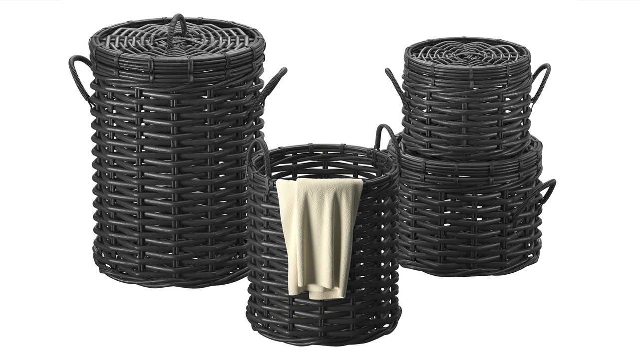 Media 1 for listing Black Rattan Woven Round Baskets